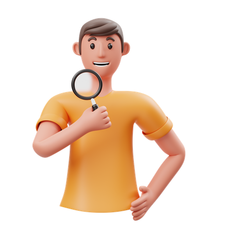 Garçon tenant une loupe  3D Icon