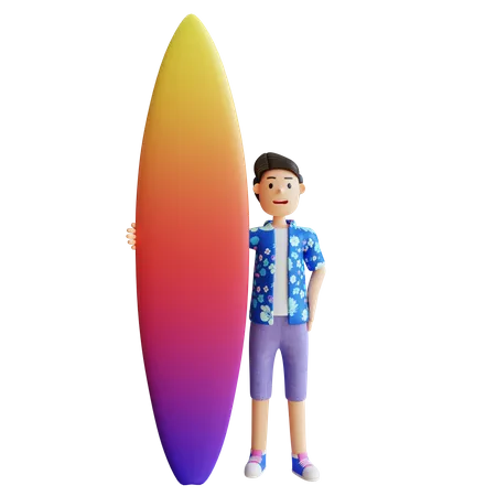 Homme Portant Une Planche De Surf 3D Illustration