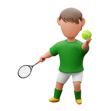 Garçon, tennis, servir  3D Icon