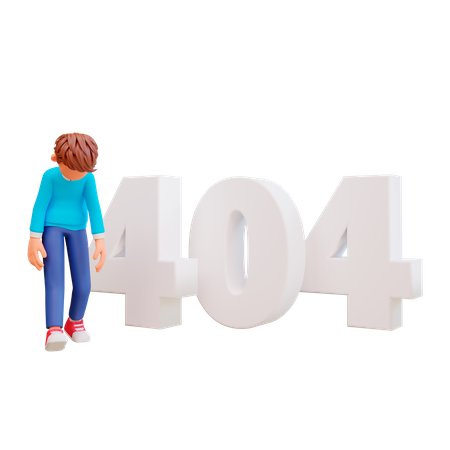 Garçon triste avec une erreur 404  3D Icon