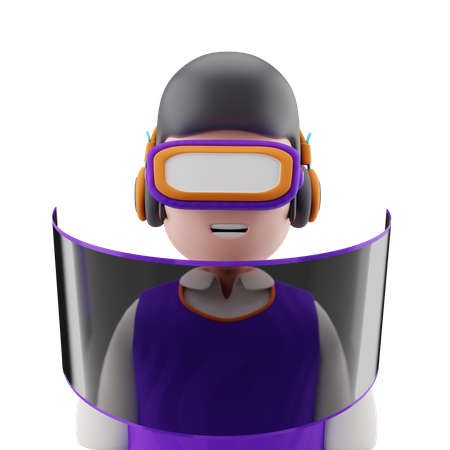 Garçon utilisant la technologie de réalité virtuelle  3D Icon