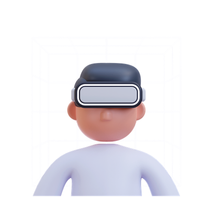 Garçon utilisant la technologie de réalité virtuelle  3D Icon