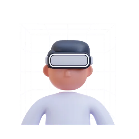 Garçon utilisant la technologie de réalité virtuelle  3D Icon