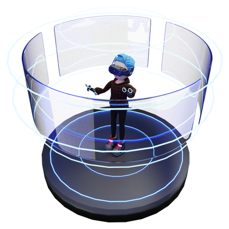 Garçon utilisant la technologie VR  3D Icon