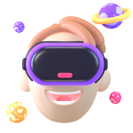 Garçon utilisant la technologie vr  3D Icon