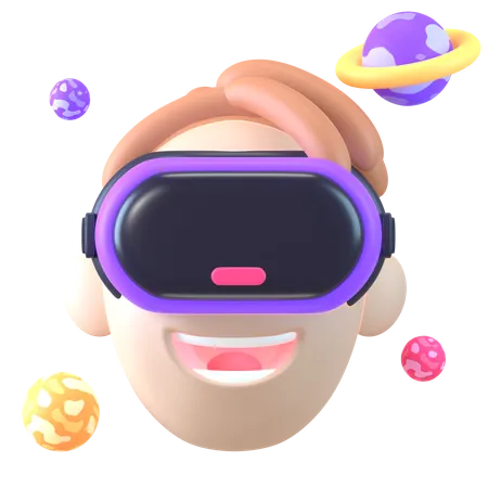 Garçon utilisant la technologie vr  3D Icon