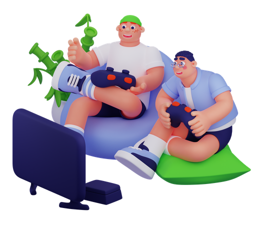 Garçons jouant à un jeu en ligne  3D Icon