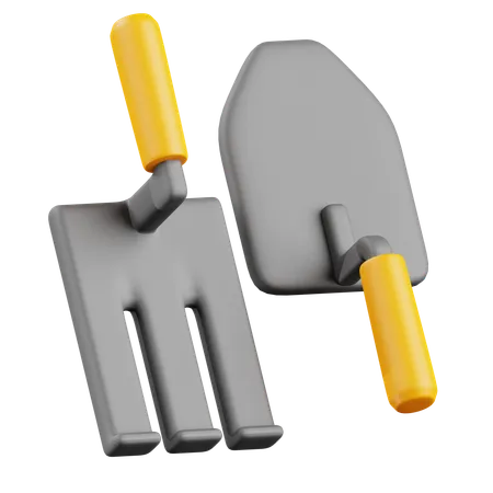 Garden Fork and Scop  3D Icon