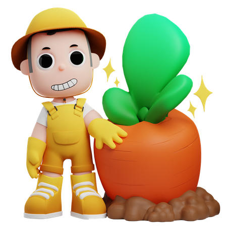 Gardener Got Carrot  3D Illustration