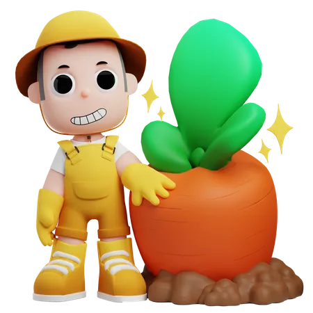 Gardener Got Carrot  3D Illustration