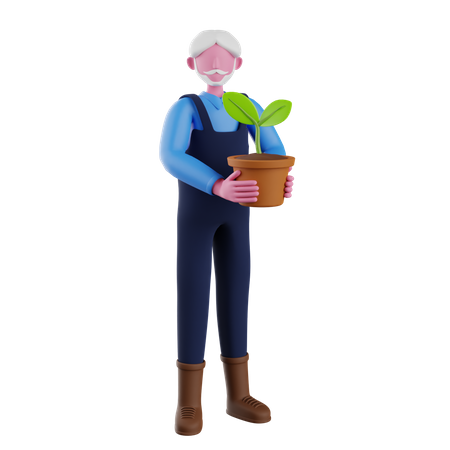 Gardener holding plant  3D Icon