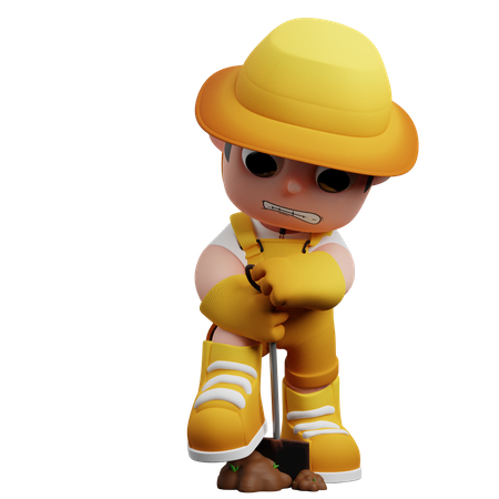 Gardener Try To Shovel  3D Icon