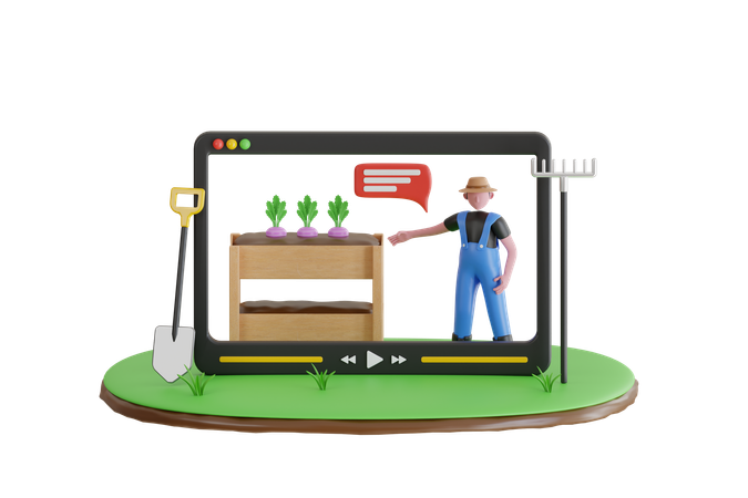 Gardening Online Service  3D Icon