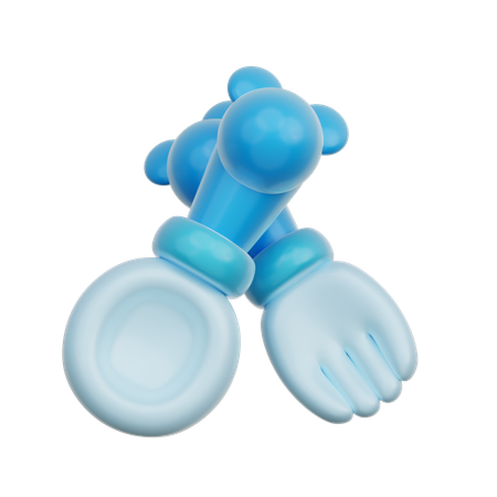 Garfo e colher de bebê azul  3D Icon