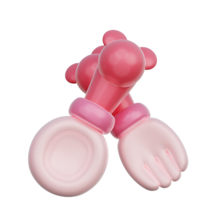 Garfo e colher rosa bebê  3D Icon