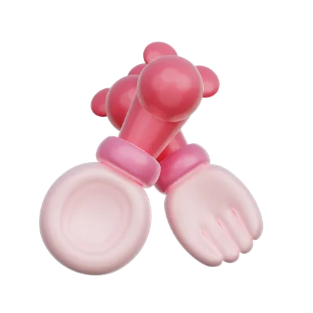 Garfo e colher rosa bebê  3D Icon