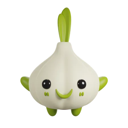 Garlic 3 D Cute Render Character 3D Icon