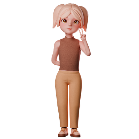 Garota acena com a mão para todos  3D Icon