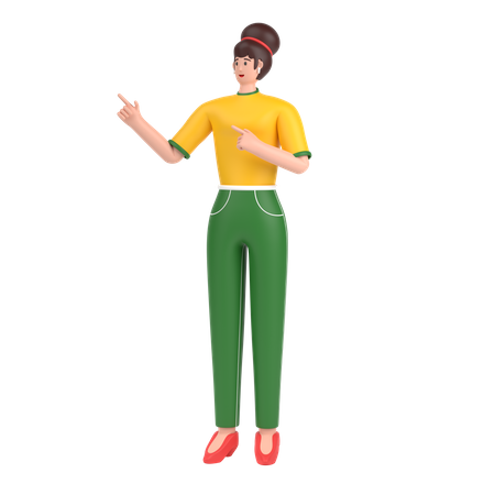 Garota apontando algo para o lado direito  3D Icon