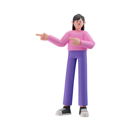 Garota apontando algo para o lado direito  3D Icon