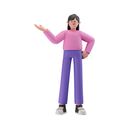 Garota apontando algo para o lado direito  3D Icon