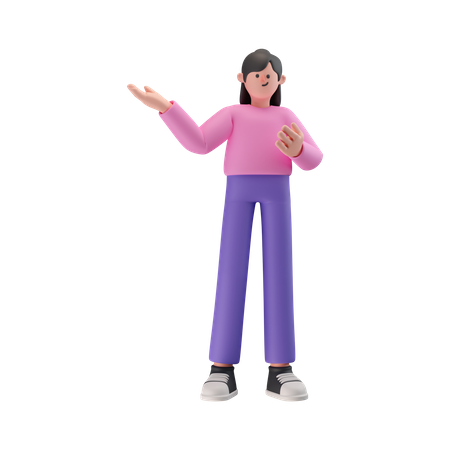 Garota apontando algo para o lado direito  3D Icon