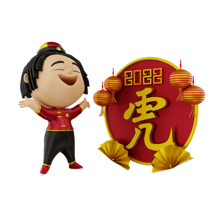 Garota aproveitando o ano novo chinês  3D Icon
