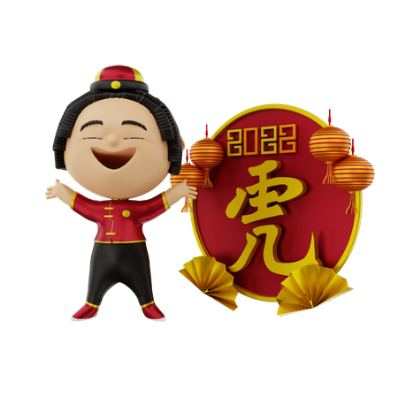Garota aproveitando o ano novo chinês  3D Icon