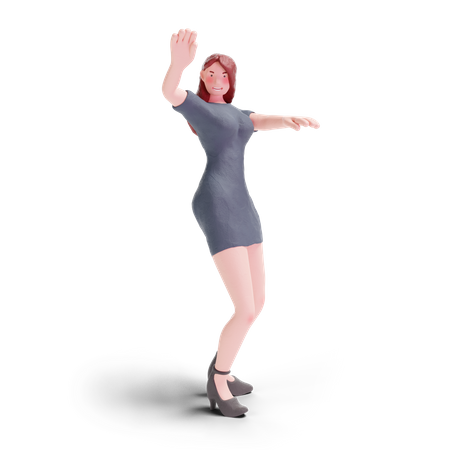 Menina bonita fazendo pose de dança  3D Illustration