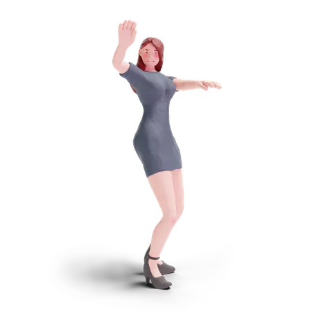Menina bonita fazendo pose de dança  3D Illustration