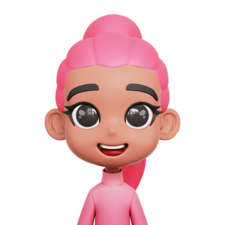 Menina com cabelo rosa  3D Icon