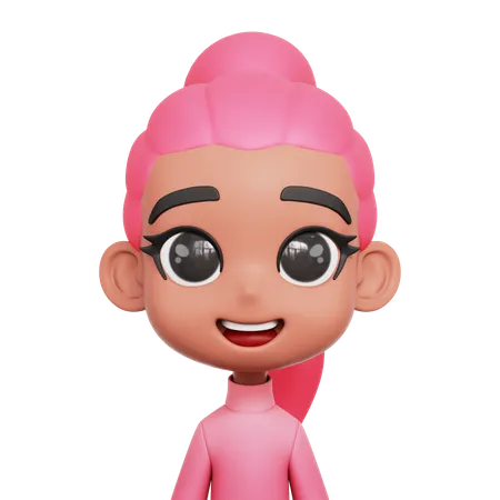 Menina com cabelo rosa  3D Icon