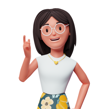 Garota com ideia  3D Illustration