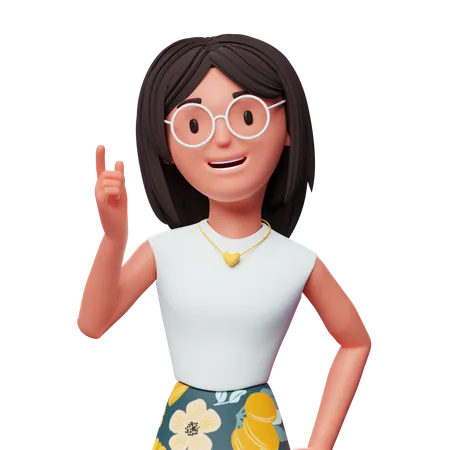 Garota com ideia  3D Illustration