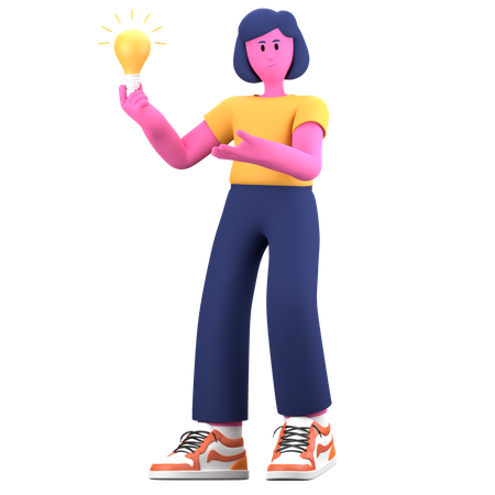 Garota com ideia  3D Illustration