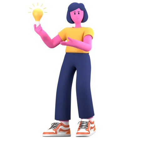 Garota com ideia  3D Illustration