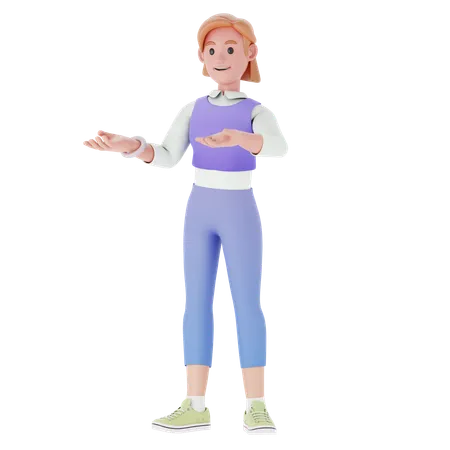 Menina com pose de transmissão  3D Illustration