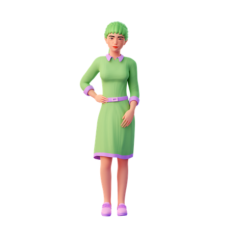 Garota com pose elegante  3D Illustration