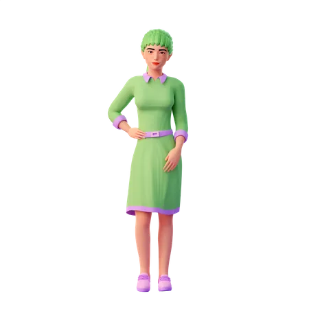 Garota com pose elegante  3D Illustration