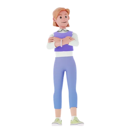 Menina com pose firme  3D Illustration