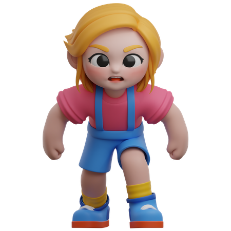 Garota com raiva 3D Icon