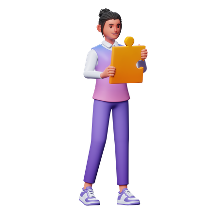 Garota com solução  3D Illustration