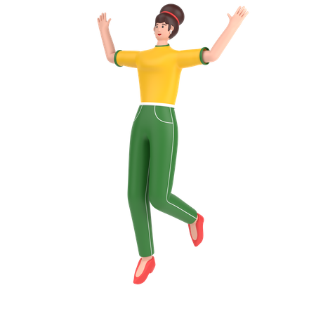 Garota comemora sucesso com dança  3D Icon