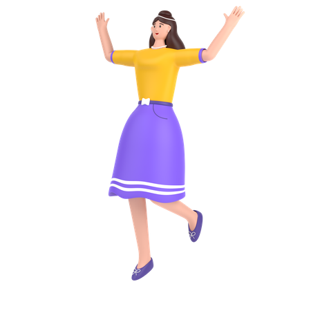 Garota comemora sucesso com dança  3D Icon
