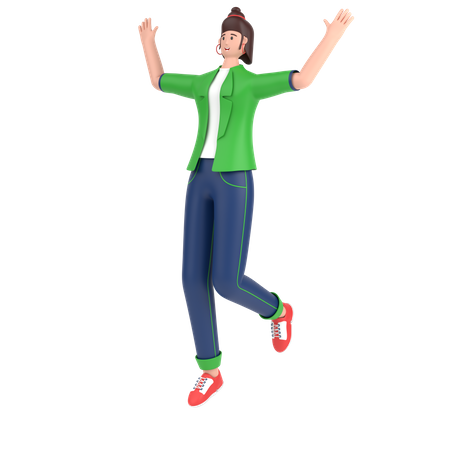 Garota comemora sucesso com dança  3D Icon