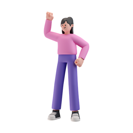 Garota comemora sucesso com dança  3D Icon