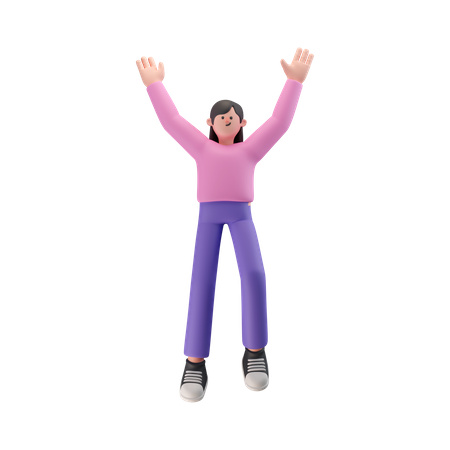 Garota comemora sucesso com dança  3D Icon