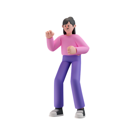 Garota comemora sucesso com dança  3D Icon