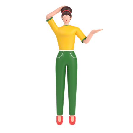 Garota confusa, segurando as mãos na pose da cintura  3D Icon