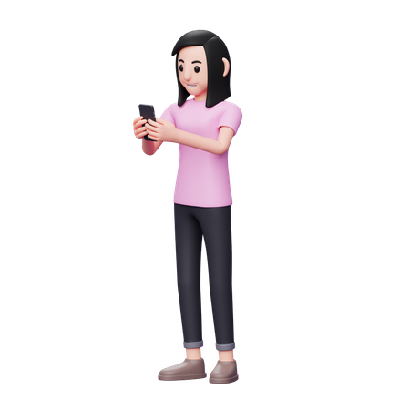 Garota conversando no celular  3D Illustration